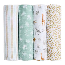 Load image into Gallery viewer, Aden + Anais Cotton Muslin Swaddle 4-Pack