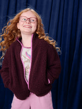 Load image into Gallery viewer, Tea Collection Teddy Fleece Zip Up Jacket - Purple Fig