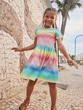 Load image into Gallery viewer, Tea Collection Short Sleeve Wrap Neck Dress - Rio Rainbow