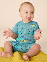 Load image into Gallery viewer, Tea Collection Double Pocket Baby Romper - Painted Shark