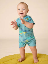 Load image into Gallery viewer, Tea Collection Double Pocket Baby Romper - Painted Shark
