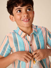 Load image into Gallery viewer, Tea Collection Stripe Button Up Woven Shirt - Cyan