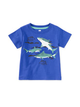 Load image into Gallery viewer, Tea Collection Shark Play Graphic Baby Tee - Majorelle Blue