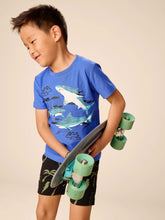 Load image into Gallery viewer, Tea Collection Shark Play Graphic Tee - Majorelle Blue