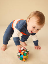 Load image into Gallery viewer, Tea Collection Colorblock Rugby Baby Romper - Naval Blue