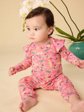 Load image into Gallery viewer, Tea Collection Ruffle Shoulder Baby Romper - Rabbit & Turtle Folktale