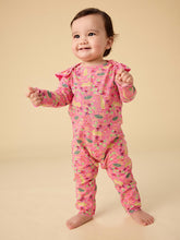 Load image into Gallery viewer, Tea Collection Ruffle Shoulder Baby Romper - Rabbit & Turtle Folktale