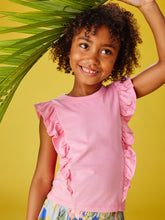 Load image into Gallery viewer, Tea Collection Short Sleeve Pink Ruffle Top- Sachet Pink