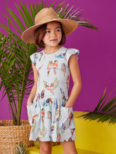 Load image into Gallery viewer, Tea Collection Flutter Sleeve Pocket Dress- Pop Parrots