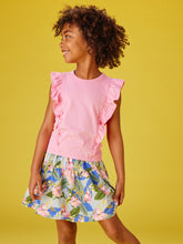 Load image into Gallery viewer, Tea Collection Short Sleeve Pink Ruffle Top- Sachet Pink