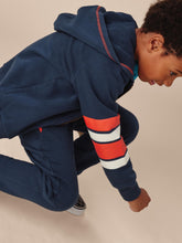 Load image into Gallery viewer, Tea Collection Elbow Stripe Hoodie - Whale Blue
