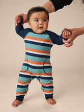 Load image into Gallery viewer, Tea Collection Striped Raglan Romper - Seaspray