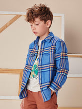 Load image into Gallery viewer, Tea Collection Flannel Button Up Shirt - Bleu Plaid