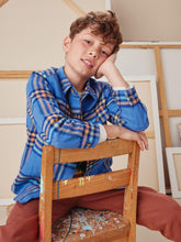 Load image into Gallery viewer, Tea Collection Flannel Button Up Shirt - Bleu Plaid