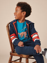 Load image into Gallery viewer, Tea Collection Elbow Stripe Hoodie - Whale Blue