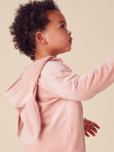 Tea Collection Velour Baby Hoodie - Cameo Pink