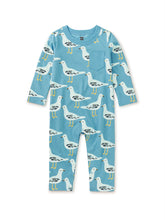 Load image into Gallery viewer, Tea Collection Long Sleeve Pocket Baby Romper - Squabble of Seagulls