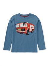 Load image into Gallery viewer, Tea Collection Firetruck Graphic Tee - Coronet Blue