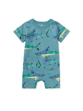 Load image into Gallery viewer, Tea Collection Double Pocket Baby Romper - Painted Shark