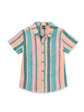 Load image into Gallery viewer, Tea Collection Stripe Button Up Woven Shirt - Cyan
