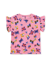 Load image into Gallery viewer, Tea Collection Ruffle Sleeve Printed Tee - Painted Butterflies
