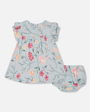 Load image into Gallery viewer, Deux Par Deux Baby Dress and Bloomers Set - Printed Flowers