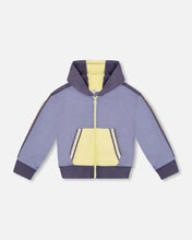 Load image into Gallery viewer, Deux Par Deux French Terry Hoodie - Blue and Lime