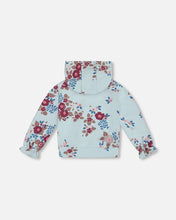 Load image into Gallery viewer, Deux Par Deux Fleece Hoodie - Light Blue Floral
