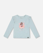 Load image into Gallery viewer, Deux Par Deux Frilled Long Sleeve T-Shirt - Light Blue