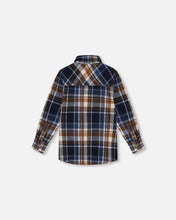 Load image into Gallery viewer, Deux Par Deux Long Sleeve Button Down Shirt - Blue & Hazel Plaid