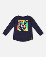 Load image into Gallery viewer, Deux Par Deux Long Sleeve T-Shirt - Navy