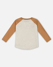 Load image into Gallery viewer, Deux Par Deux Raglan Long Sleeve T-Shirt - Brown & Beige Mix