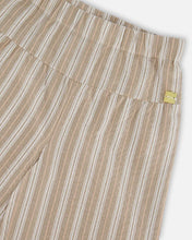 Load image into Gallery viewer, Deux Par Deux Wide Leg Linen Pant - White & Sage Striped