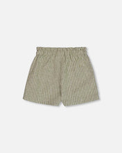 Load image into Gallery viewer, Deux Par Deux Linen Shorts - Green & White Striped