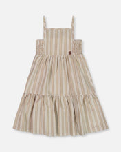 Load image into Gallery viewer, Deux Par Deux Sleeveless Linen Dress - White & Sage Striped