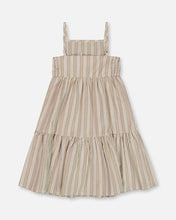 Load image into Gallery viewer, Deux Par Deux Sleeveless Linen Dress - White & Sage Striped
