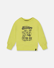 Load image into Gallery viewer, Deux Par Deux Graphic Sweatshirt - Lime Green Scooter