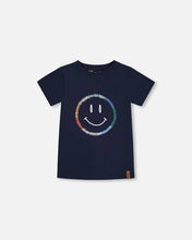 Load image into Gallery viewer, Deux Par Deux Graphic Tee - Smiling Navy