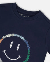 Load image into Gallery viewer, Deux Par Deux Graphic Tee - Smiling Navy