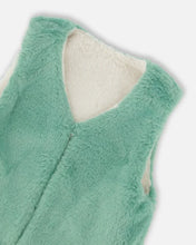 Load image into Gallery viewer, Deux Par Deux Reversible Faux Fur Vest - Off White/Sage Green
