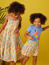Load image into Gallery viewer, Tea Collection Tie Shoulder Tiered Dress- Sketched Wild Flowers