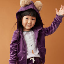 Load image into Gallery viewer, Tea Collection Pom Ear Velour Hoodie - Purple Punch