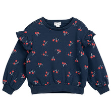 Load image into Gallery viewer, Miles The Label- Navy Cherry Print Terry Top
