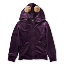Load image into Gallery viewer, Tea Collection Pom Ear Velour Hoodie - Purple Punch