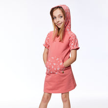 Load image into Gallery viewer, Deux Par Deux- Tea Rose Raglan Short Sleeve Hooded Dress