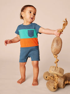 Tea Collection Pop Pocket Shortie Baby Romper - Indian Teal