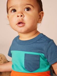 Tea Collection Pop Pocket Shortie Baby Romper - Indian Teal