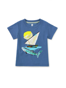 Tea Collection Shark & Sailboat Graphic Baby Tee - Cobalt