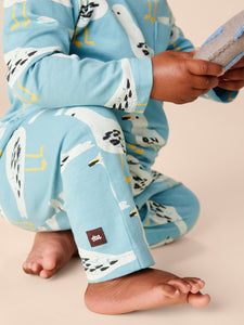 Tea Collection Long Sleeve Pocket Baby Romper - Squabble of Seagulls