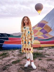 Tea Collection Long Sleeve Tiered Henley Dress - Hot Air Balloons